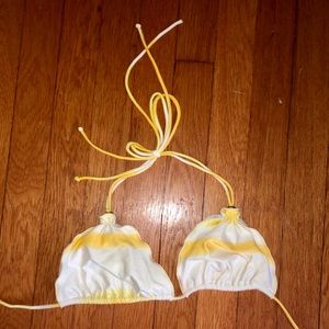 Yellow and White Triangle Bikini Top